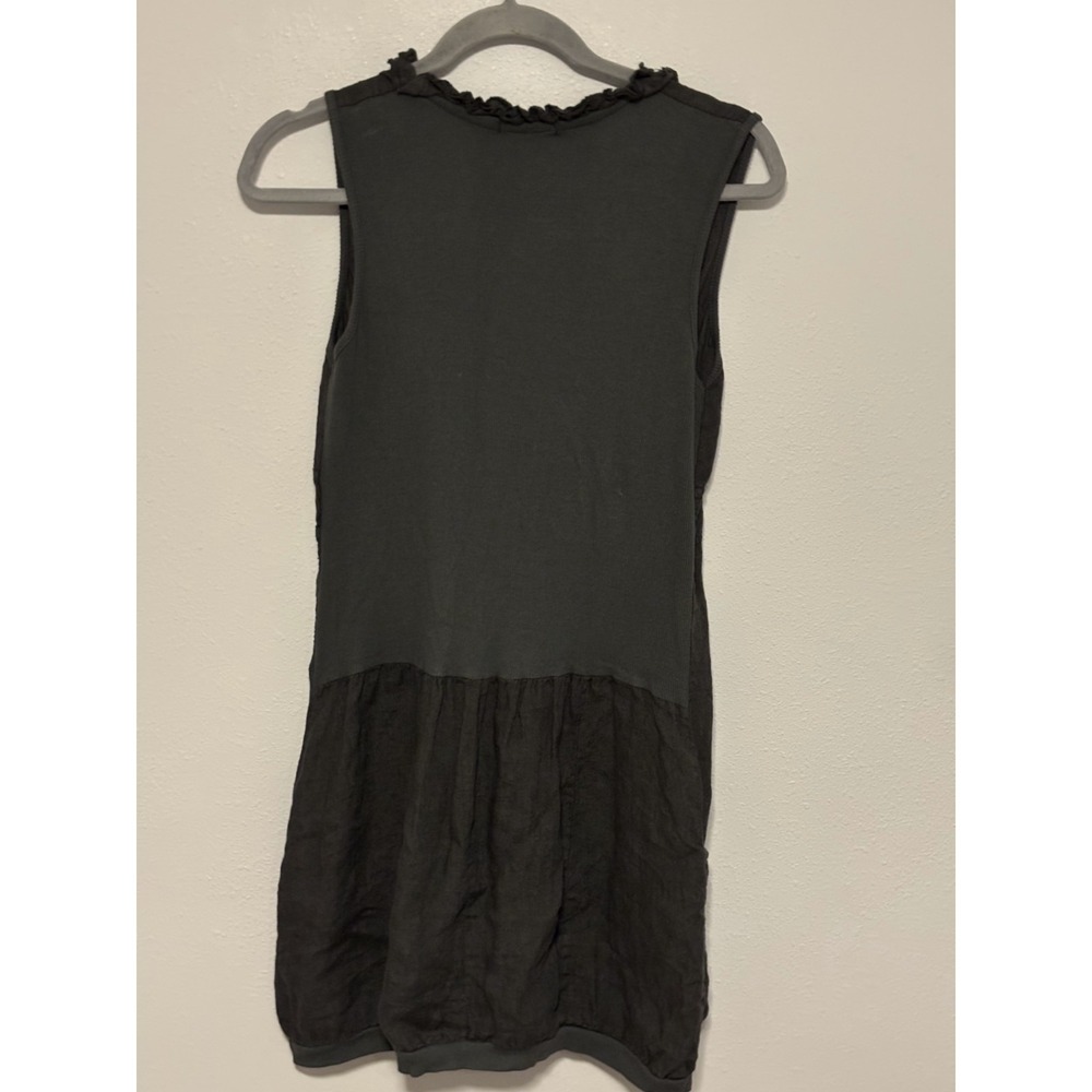 Made in Italy Midi Dress Women's Size L/XL Black Ruffle V-Neck Patch Pockets - Picture 7 of 7